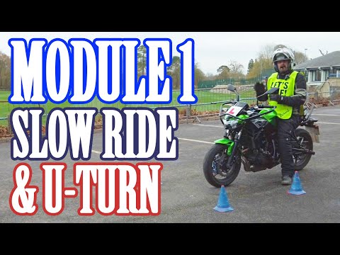 DVSA Module 1 Motorcycle Test -  Exercises 4 & 5 - slow ride & U-turn