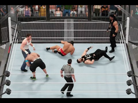 WWE 2K16 (PS4) - Elimination Chamber Match (Rollins, Ambrose, Reigns, Cena, Rusev, Owens) Gameplay
