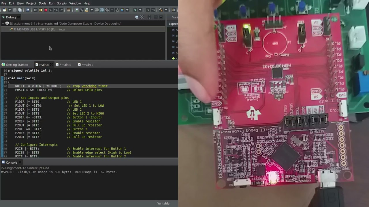Using Interrupts in Embedded C programs for the MSP430 microcontroller