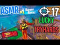 ASMR Gaming 😴 Fortnite Lucky Tryhards! Relaxing Gum Chewing 🎮🎧 Controller Sounds + Whispering 💤
