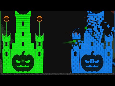 HALLOWEEN Castle Destruction Marble Race in ALgodoo ☆ The War Day 138-140