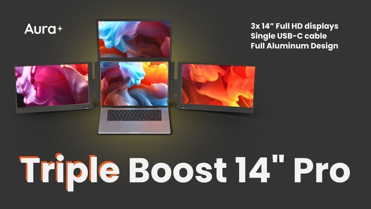 World first: The world's 1st triple display with a single USB-C cable - YouTube