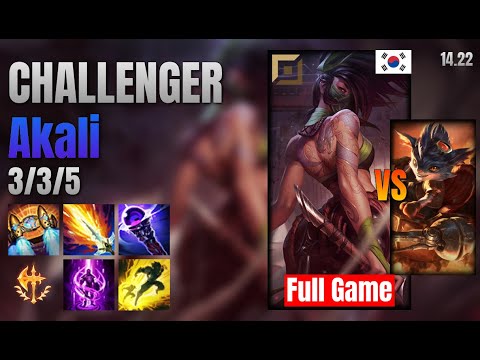 CHALLENGER Top Akali vs Rumble lol KR solo rank Full Game 14.22