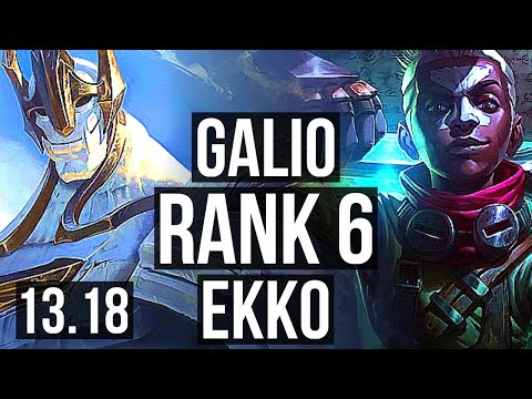 GALIO vs EKKO (MID) | Rank 6, 1/1/10 | NA Challenger | 13.18