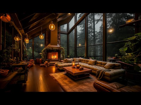 Rainy Day Retreat - Tranquil Cabin Ambience with Soothing Jazz for Stress Relief and Relaxation