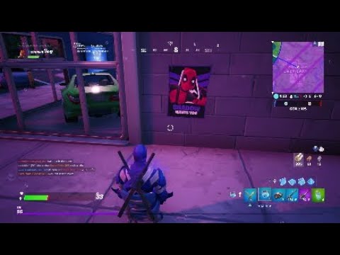 Fortnite DEADPOOL week 6 - Find Deadpools big black marker - Deface GHOST or SHADOW posters