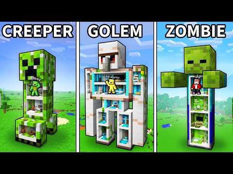 JJ and Mikey: MOBS STATUE BATTLE in Minecraft...