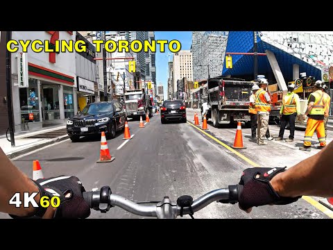 Cycling Yonge from the Lake to Midtown Toronto on August 12, 2020 [4K]