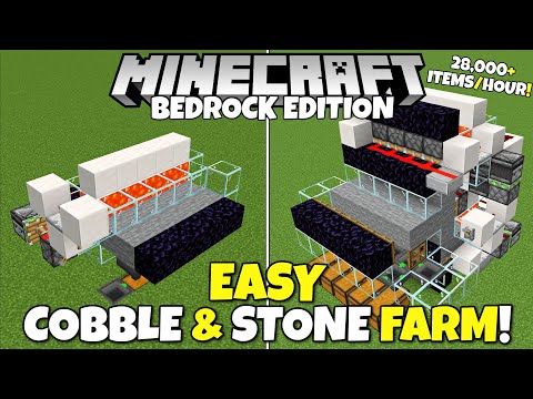 Easy Cobblestone & Stone Farm - 28,000 Items/Hour - Bedrock — Minecraft farm tutorial thumbnail
