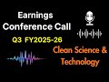 Clean Science & Technology Q3 FY26 Earnings: Growth, Challenges, and Strategic Outlook