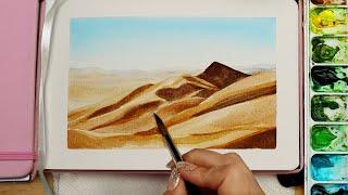Watercolor Desert Sand Dunes Easy Painting Tutorial for Beginners