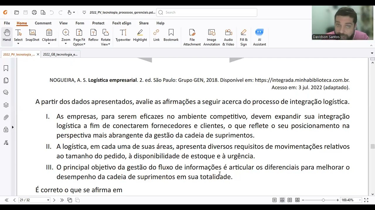 Questões ENADE 2022 Logística
