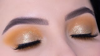 Golden Glitter Eye Makeup Look For Christmas | Holiday Makeup