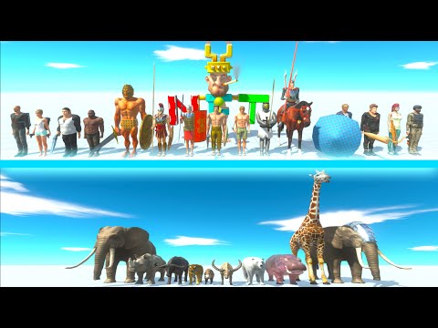 ALL HUMANS Team vs MODERN MAMMALS Team - Animal Revolt Battle Simulator ARBS