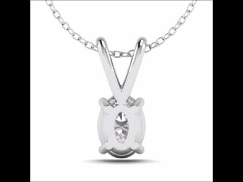 18k Gold Oval Shaped Diamond Pendant