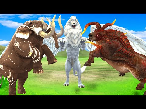 10 Mammoth Elephant vs 5 Zombie Bull African Elephant vs Giant Tiger Fight Cow Save by Woolly Mamoth