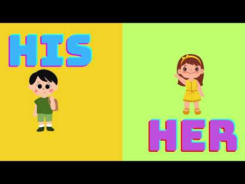 His - Her | Possessive adjectives for kids | Grammar with 2 Games