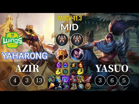 JAG Yaharong Azir vs Yasuo Mid - KR Patch 11.3