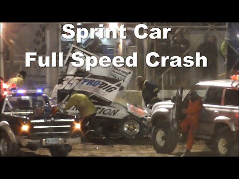 Sprint Car Crash At Full Speed -  Hobart Speedway 21-11-15