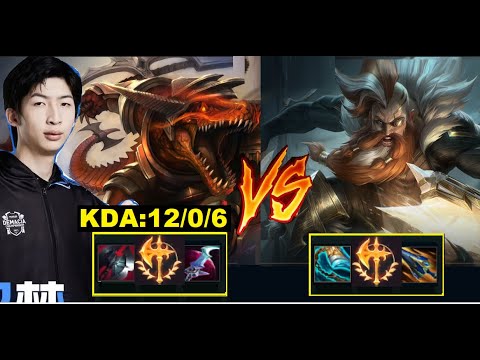 Rank 1 Top Laner Xiao Chao Meng PLays Renekton Vs Olaf GrandMaster Korea !