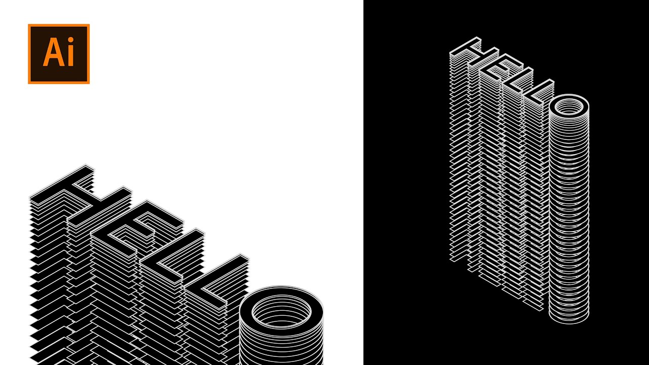 Typographic Poster Design | ISOMETRIC BLENDED TEXT | Adobe Illustrator | Blend tool