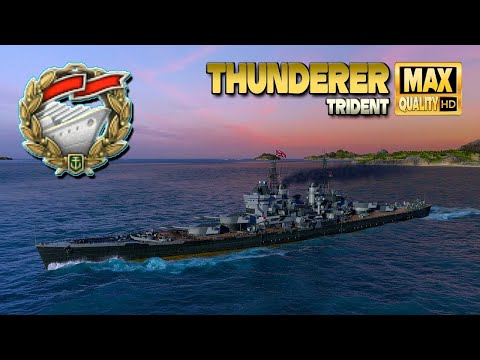 Battleship Thunderer: Thriller on map Trident - World of Warships