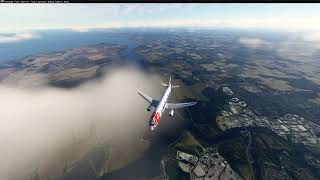 second part flight from lsgg to eglc, descent and landing runway 27 in london city airport