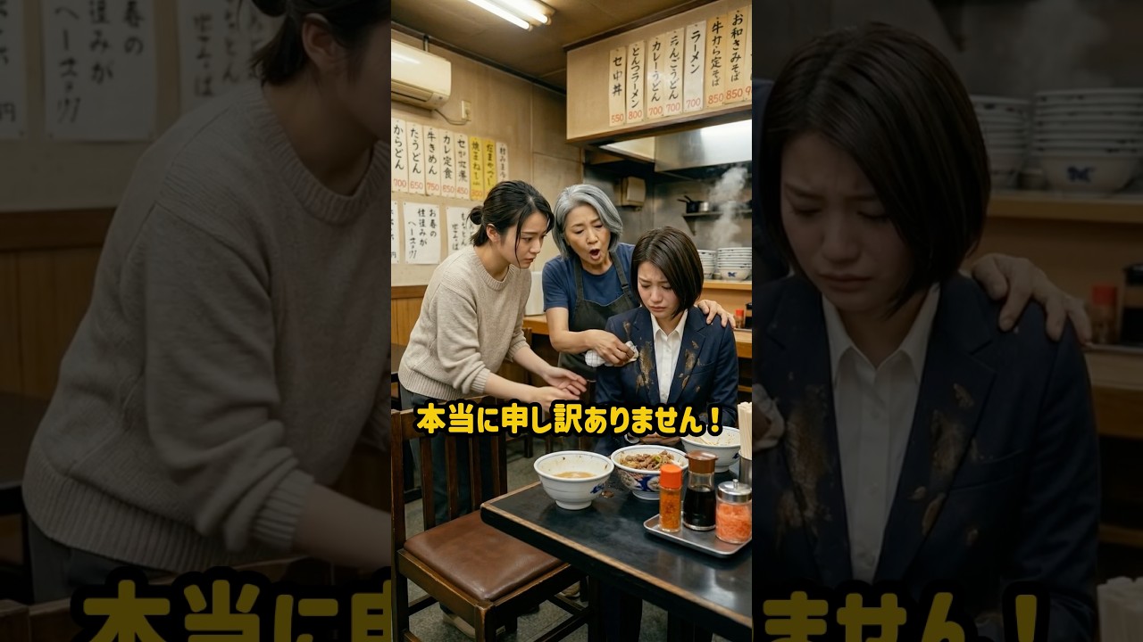 面接の日、服を台無しにした店主に若い女性がした行動 #泣ける #いい話 #感動