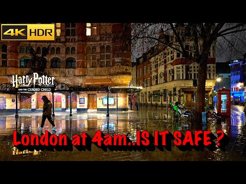 London Rain Walk at 4am 🌧 IS IT SAFE to walk with an Expensive Camera [4K HDR]