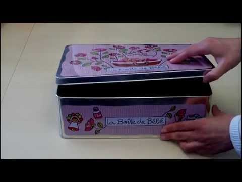 Boite métal "souvenirs de bébé" rose