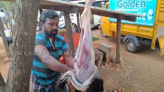 Big 16kg || How to remove goat skin & meet cutting || what a speed