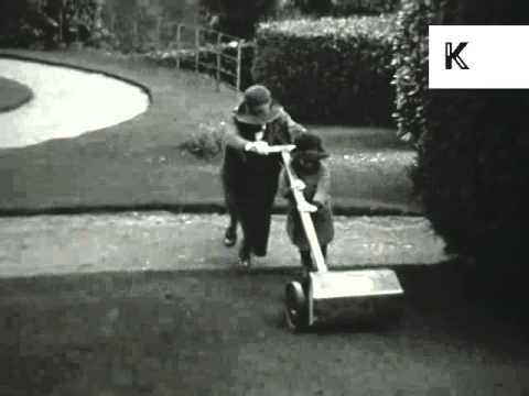 1920s Gardening, Lawn Mower, UK Wealthy Family Home Movies