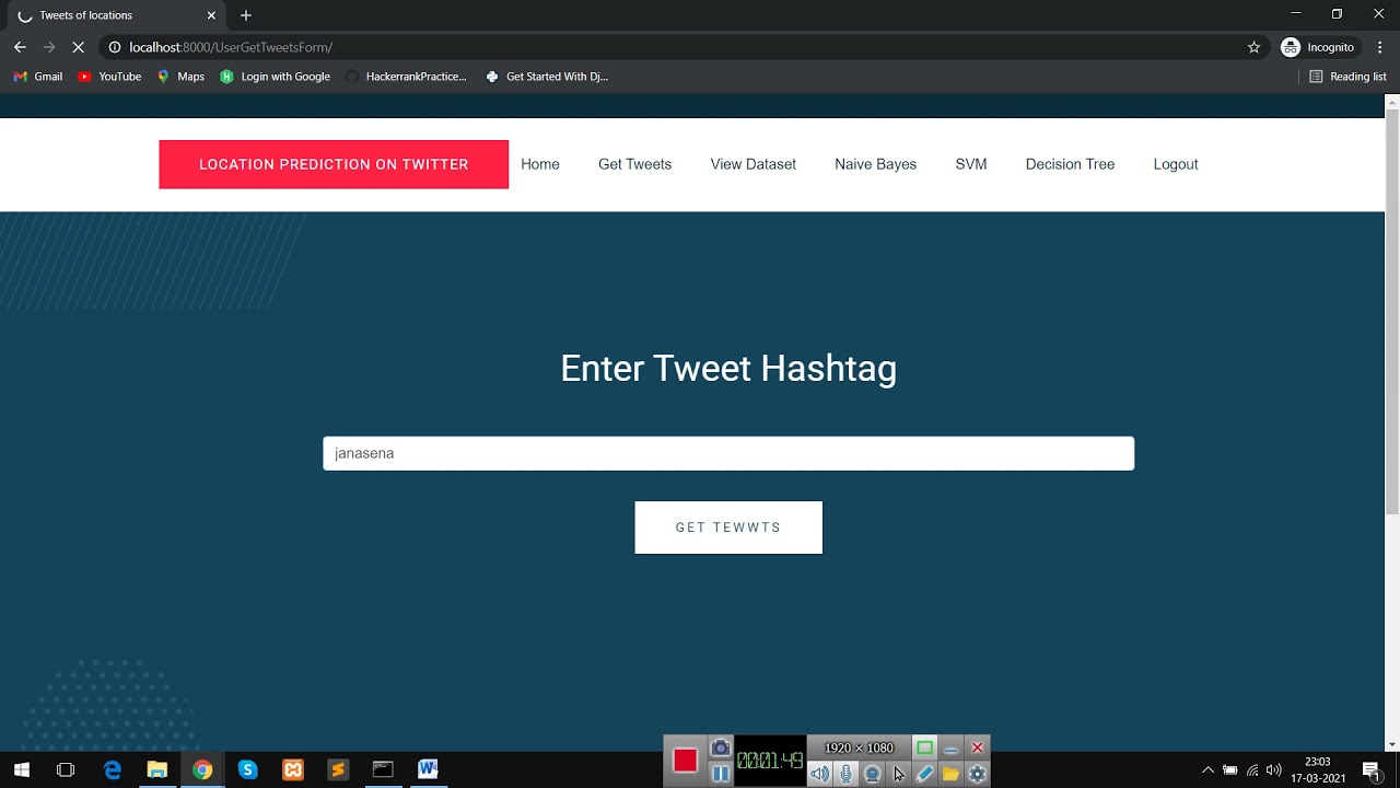 Location prediction on Twitter using machine learning Techniques