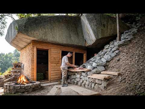 I Spent 30 Days Building a Stone and Log Bunker Deep in the Mountain Wilderness