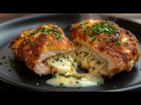 Stuffed chicken breast in a crispy Parmesan coating. Juicy, cheesy, and full of flavor!