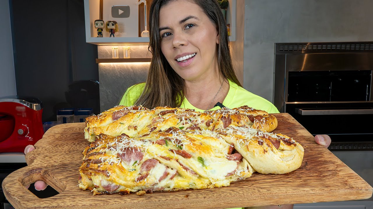 PÃO RECHEADO DE PADARIA EM CASA! CALABRESA COM QUEIJO!