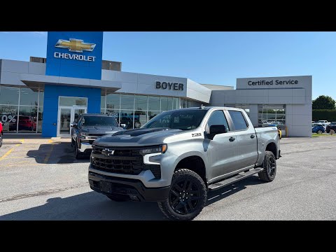 2025 Chevrolet Silverado 1500 Crew Cab Short Box 4-Wheel Drive LT Trail Boss in Gray for sale at Boyer Chevrolet Lindsay Ltd. in Lindsay, ON