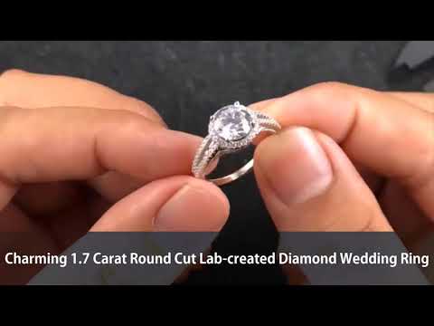 Charming 1.7 Carat Round Cut Lab created Diamond Wedding Ring