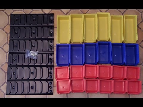 Review of a Northern Tool bin organizer with wall rack