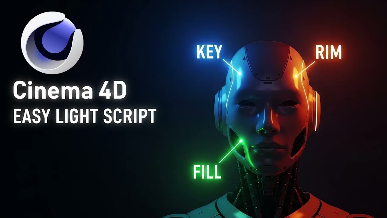 Easy Light Scripts for Cinema 4D Auto 3-Point Lighting in One Click 3D Model