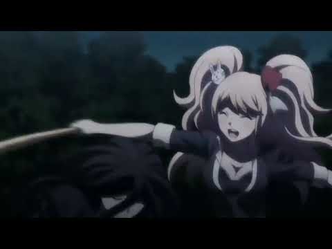 Junko trying to hit izuru with a bat