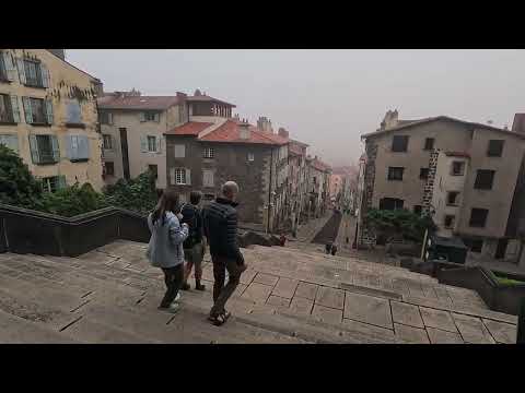 Leaving the Notre Dame Cathedral to start the Via Podiensis, Le Puy Camino (GR 65), France