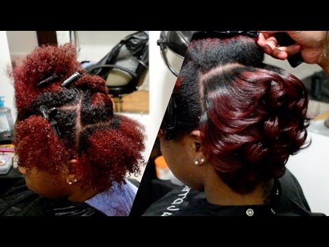 AMBER RED + BODY CURLS ON NATURAL HAIR | #SalonWork