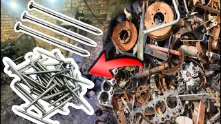 Process of metal recycling | amazing iron nails manufacturing | factory mass production