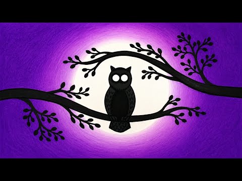 How to Draw Owl Scenery Step by Step | Drawing Owl With Oil Pastel