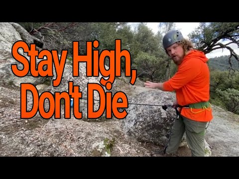 Don't Fall setting up climbing anchor for top roping