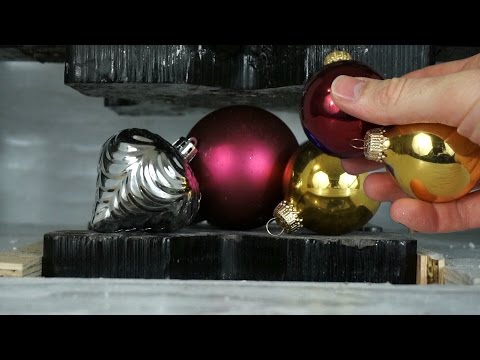 Shatterproof vs Traditional Ornaments Crushed By Hydraulic Press Video