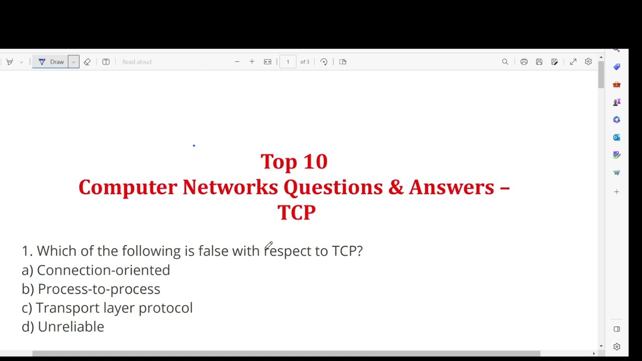 TCP (Transmission Control Protocol)  Computer Networks Questions & Answers MCQ