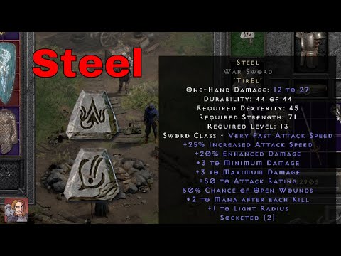 Diablo II Resurrected Rune Words - Steel (Tir El)