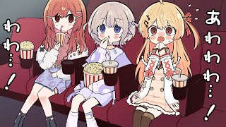 【手描き】一緒に映画館へ行ったら奏の反応が可愛かったと語る莉々華【ホロライブ/一条莉々華/音乃瀬奏/轟はじめ/切り抜き漫画】